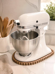 Millie KitchenAid Sliding Tray | Wood Slider for KitchenAid Classic 4.5 Quart Tilt Head | Scalloped Wood Mixer Tray | Kitchen Counter Helper