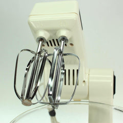 Vintage Sunbeam Mixmaster 1-40 BH Almond Stand Mixer with Glass Bowls and Dough Hooks
