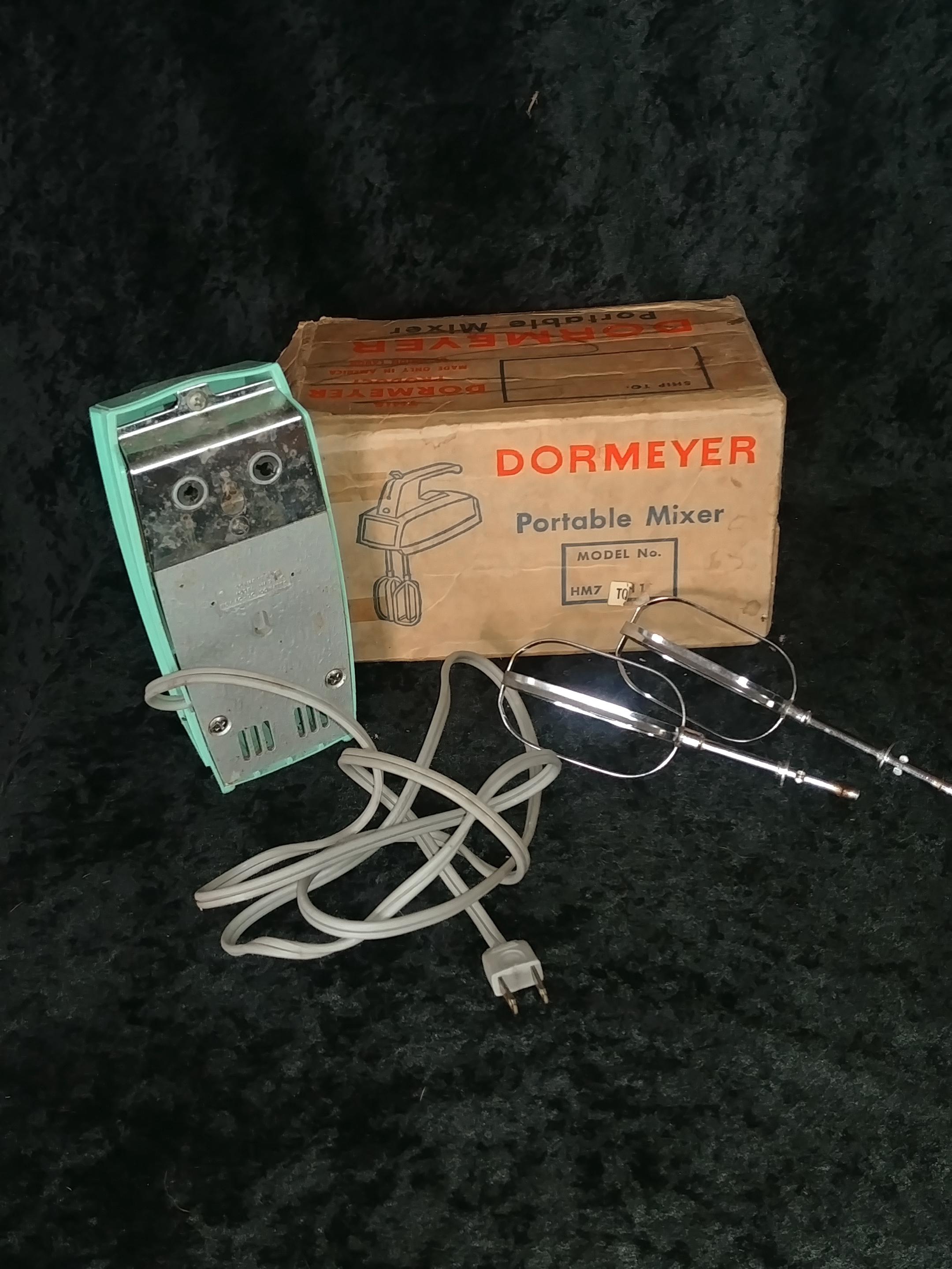 1950s blue Dormeyer electric mixer in original box. Works.