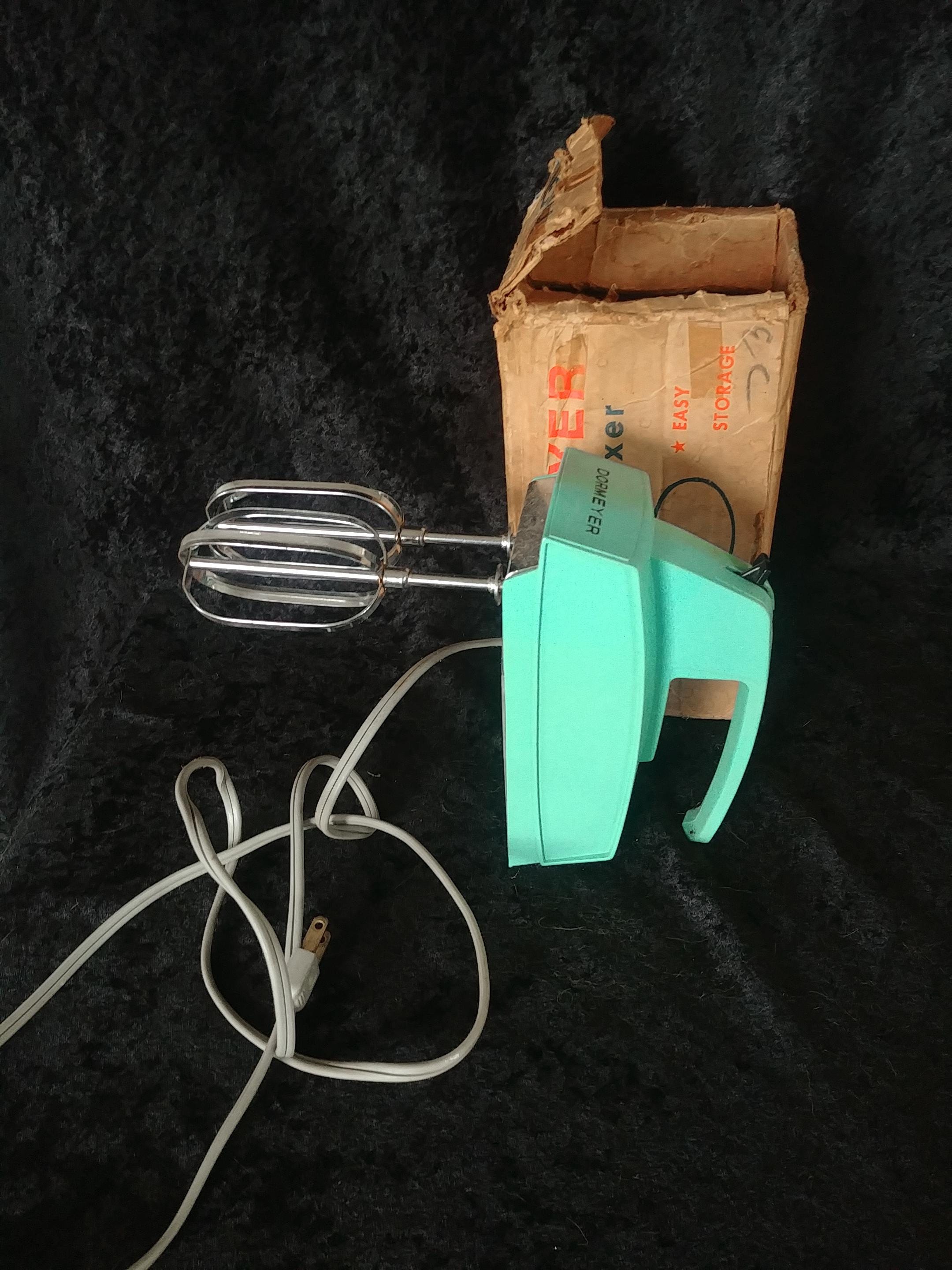 1950s blue Dormeyer electric mixer in original box. Works.