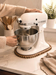 Millie KitchenAid Sliding Tray | Wood Slider for KitchenAid Classic 4.5 Quart Tilt Head | Scalloped Wood Mixer Tray | Kitchen Counter Helper