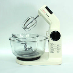 Vintage Sunbeam Mixmaster 1-40 BH Almond Stand Mixer with Glass Bowls and Dough Hooks