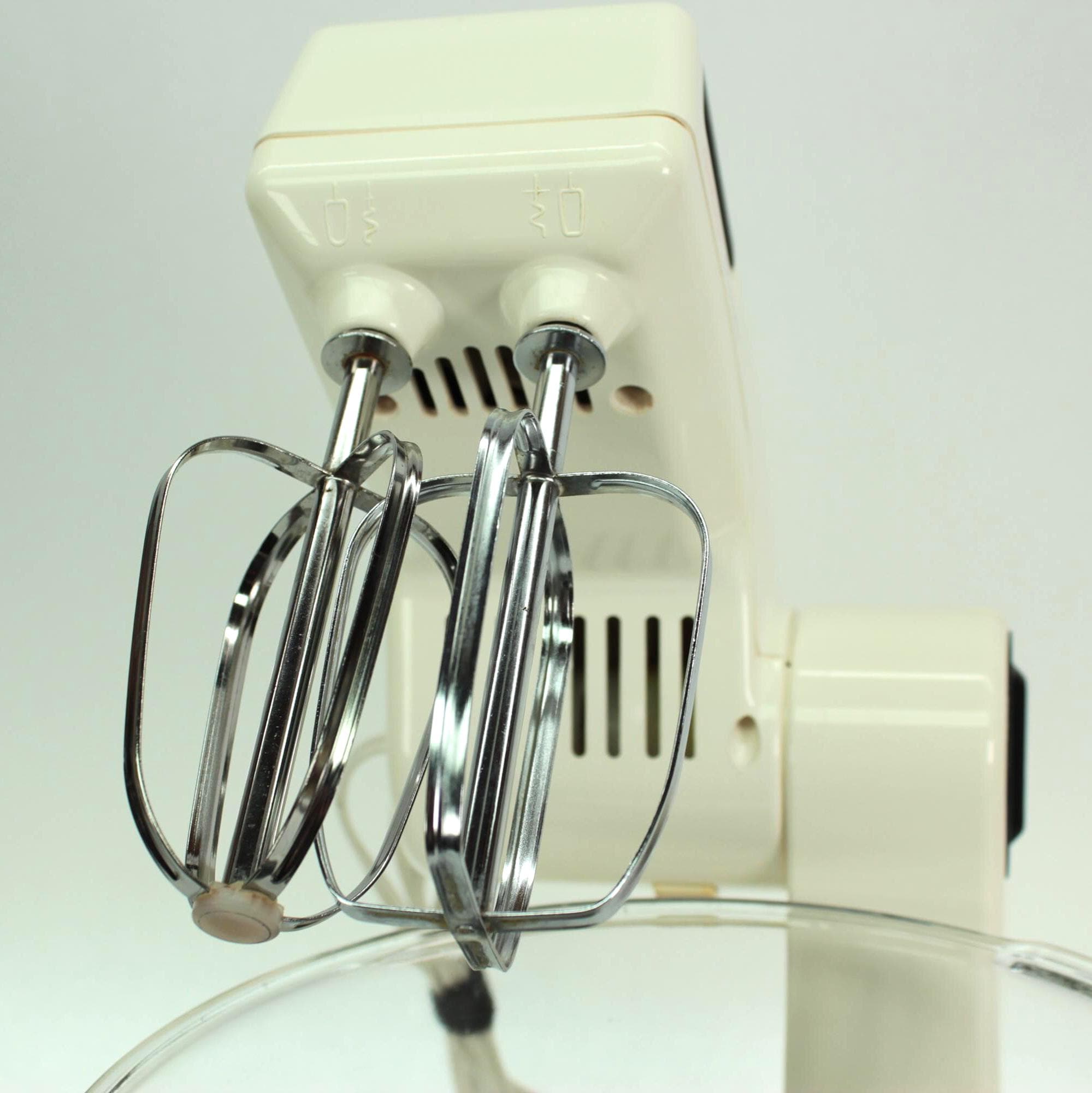 Vintage Sunbeam Mixmaster 1-40 BH Almond Stand Mixer with Glass Bowls and Dough Hooks
