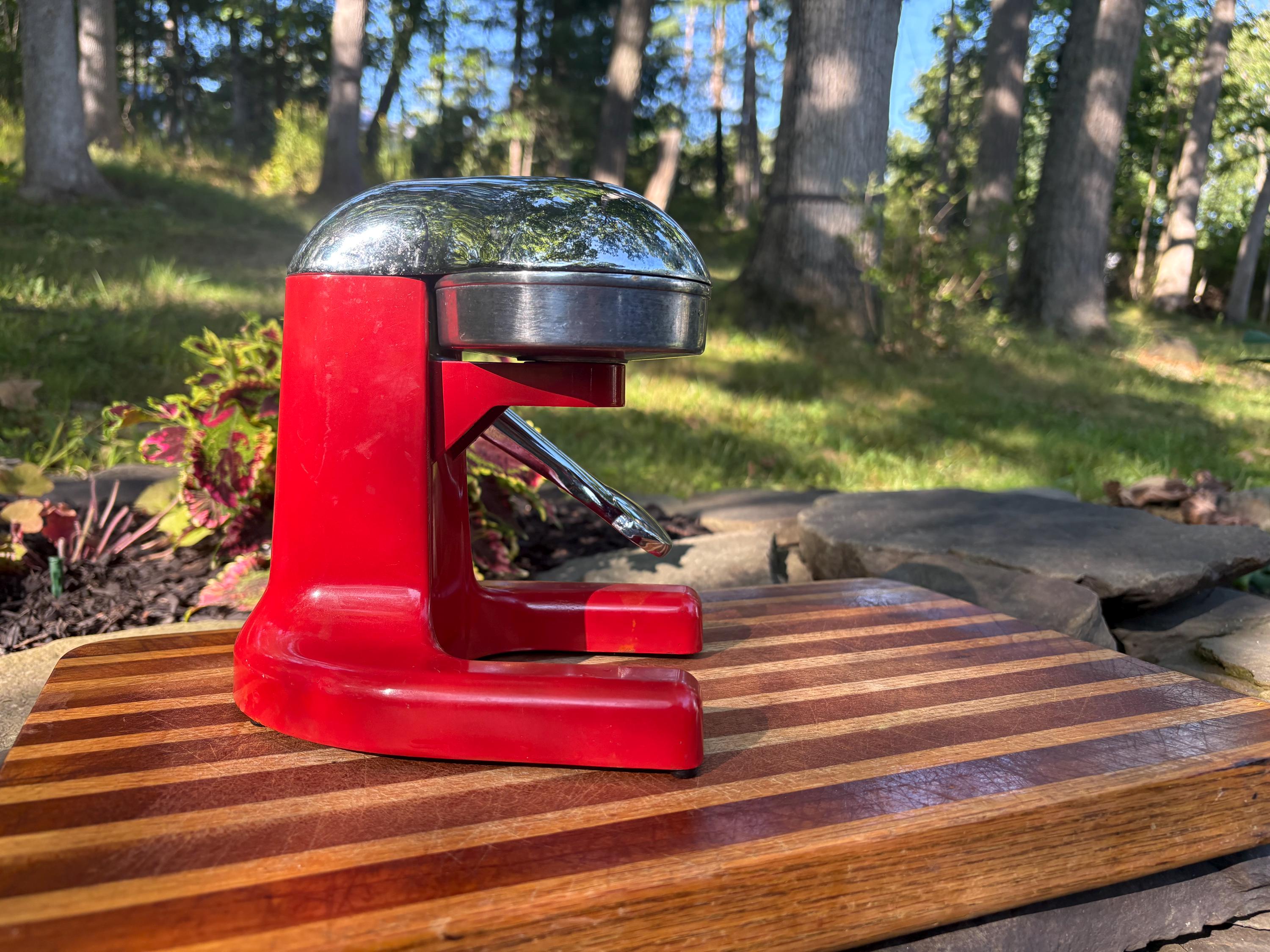 Vintage Red and Chrome Manual Juicer