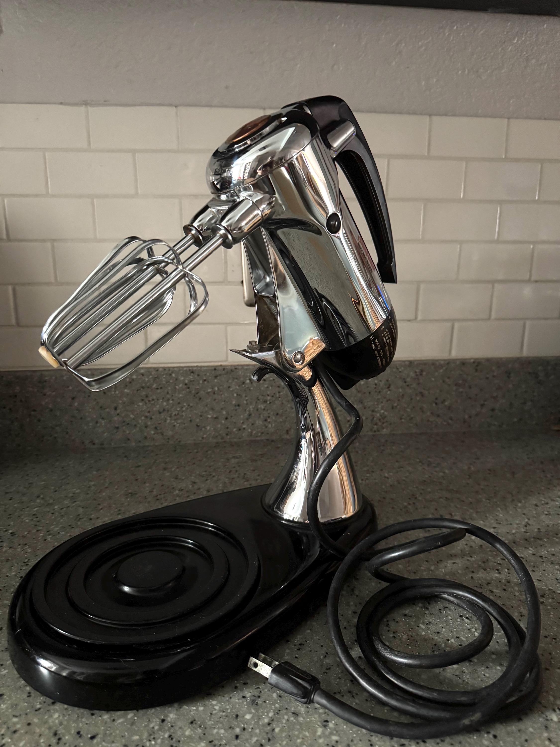 Vintage Chrome Sunbeam Mixmaster 10 Speed Model 11, Detachable Hand Mixer